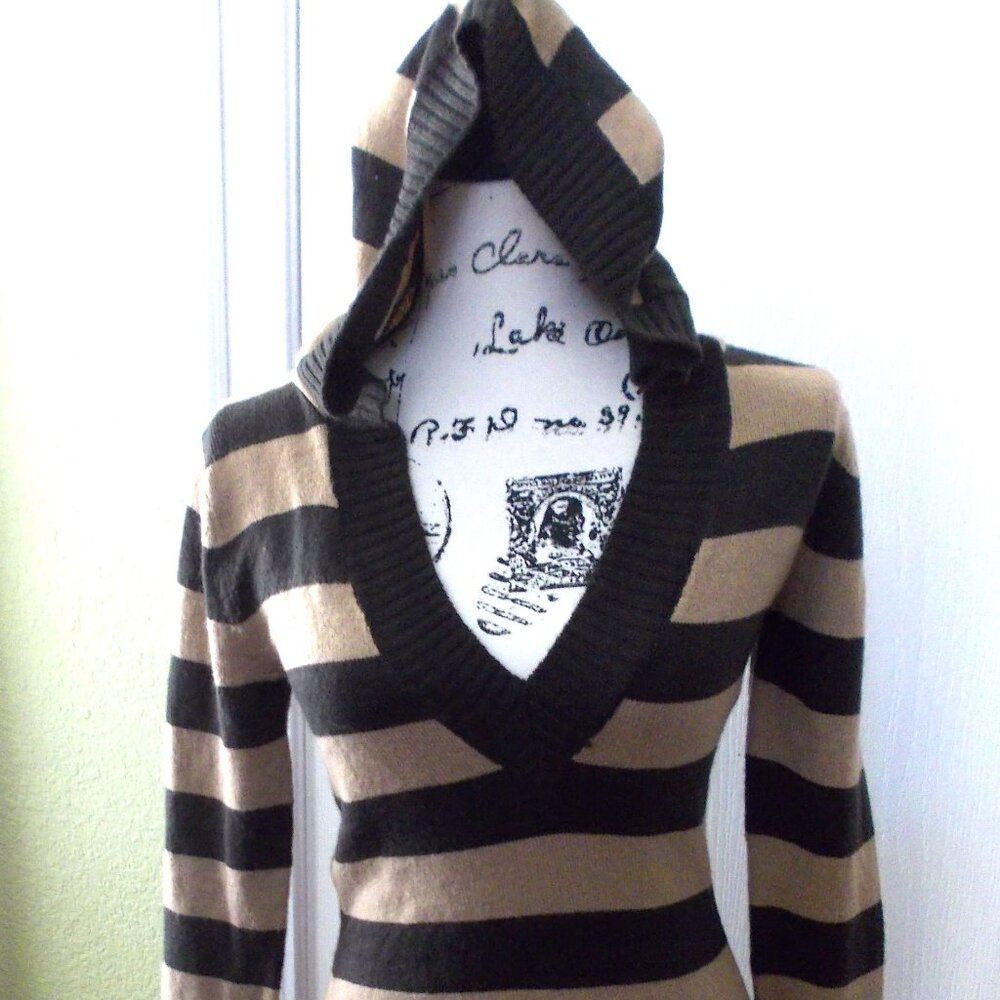 Y2K 🩰  ballerina coquette Hooded Striped Sweater